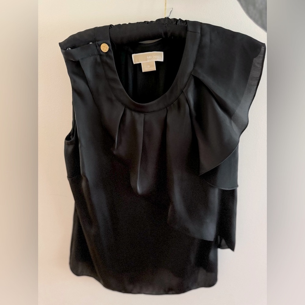MICHAEL Michael Kors Black Ruffle Blouse